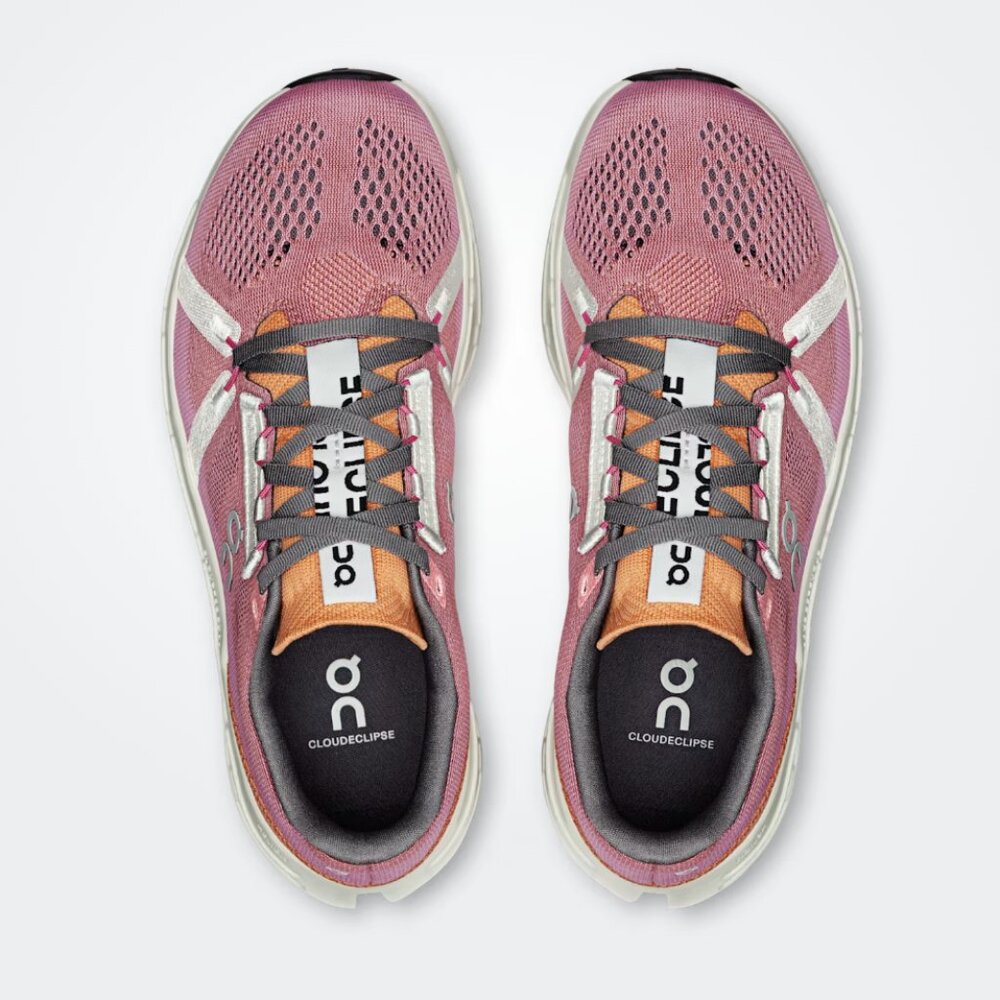 NIB On Running Cloudeclipse Running Shoe in Tangerine/Ivory, Size 9 - Picture 3 of 14